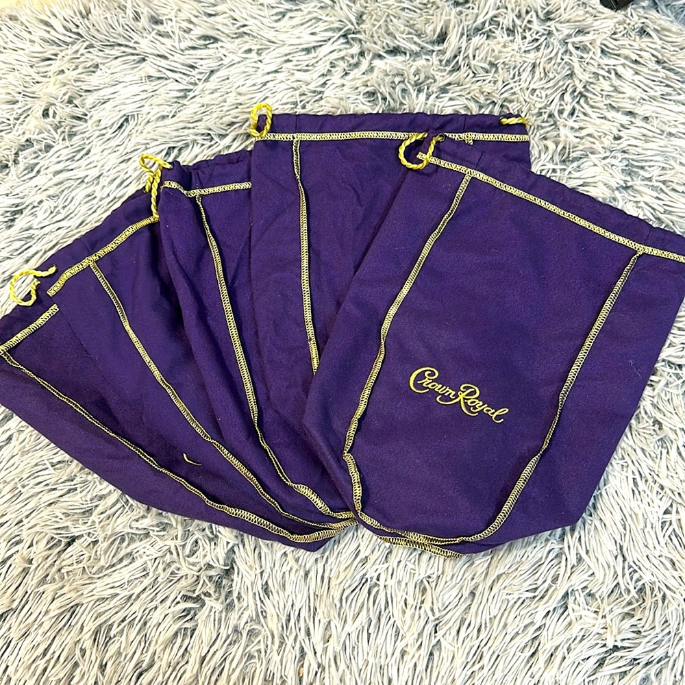 SET OF 5 Crown Royal Bags, 1.75 liter/half gallon (largest size)